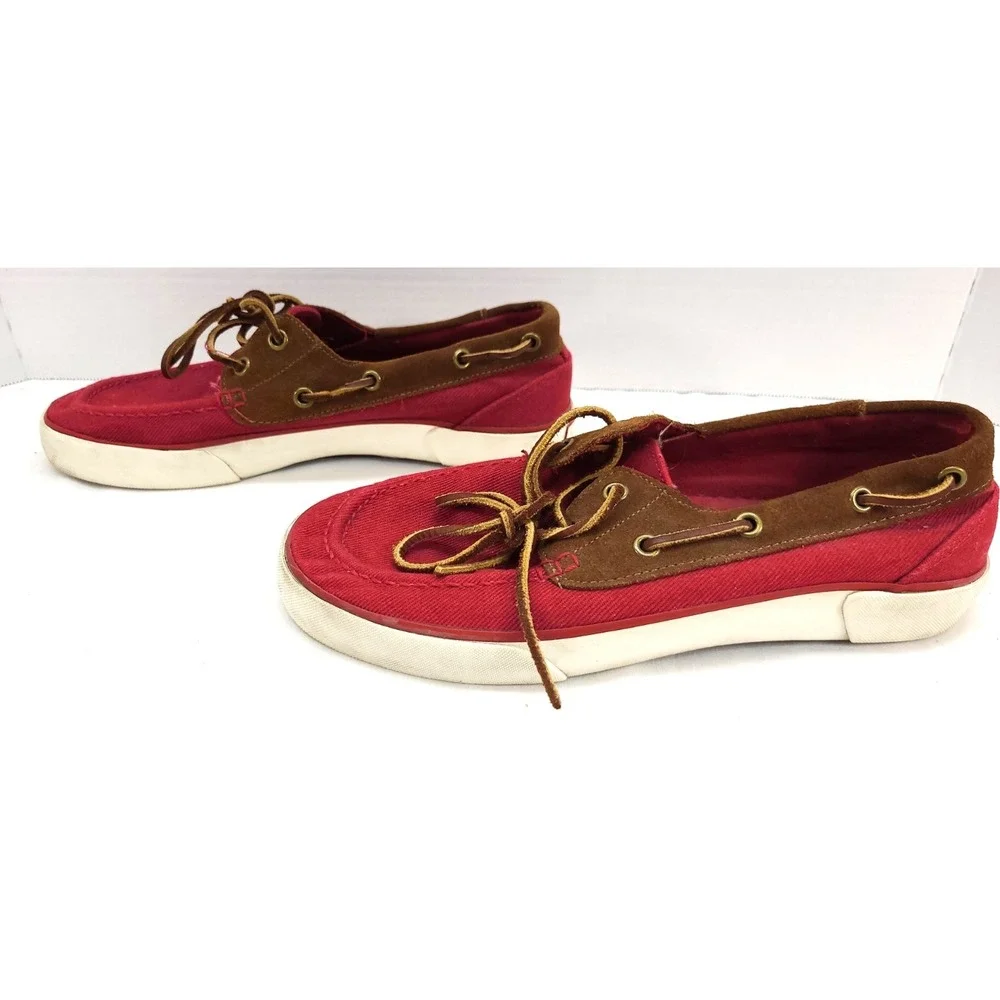 POLO RALPH LAUREN Rylander Boat Shoes Mens 8 D Red/Brown Suede Casual